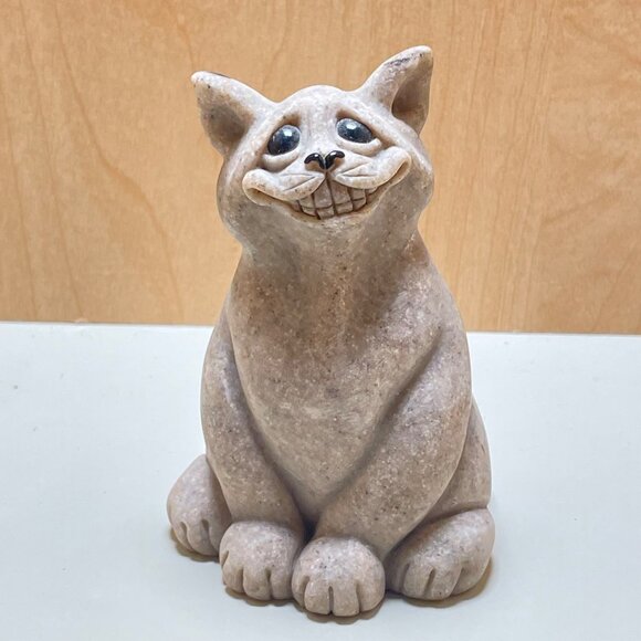 Adorable Quarry Critters Cat “Chico” 2000 Figurine Second Nature Design Big Smil - Picture 1 of 11